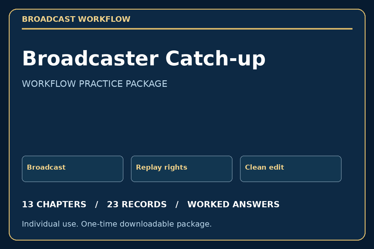 Broadcaster Catch-up practice package cover